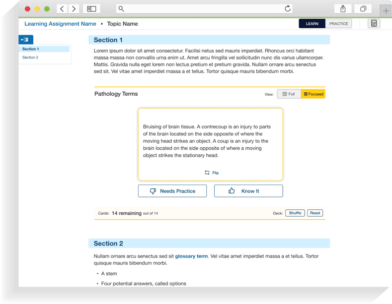 Interactive knowledge activity to measure user understanding of content.