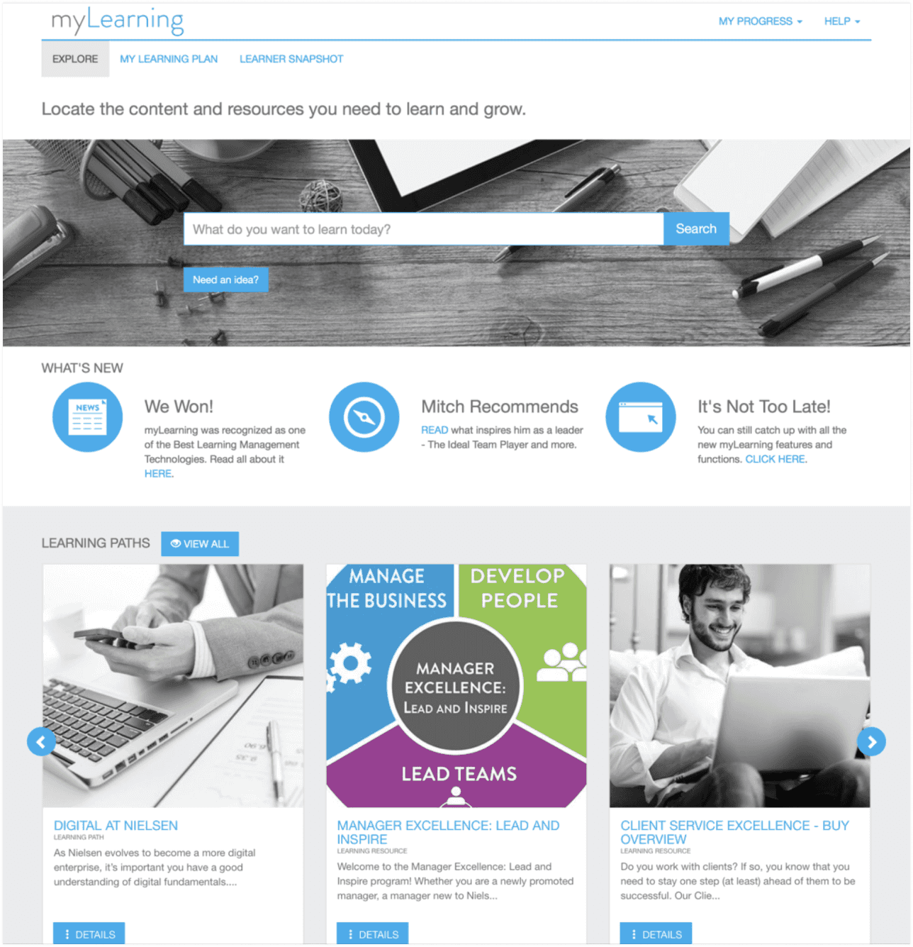 Student dashboard displaying performance insights and quick links to activities.