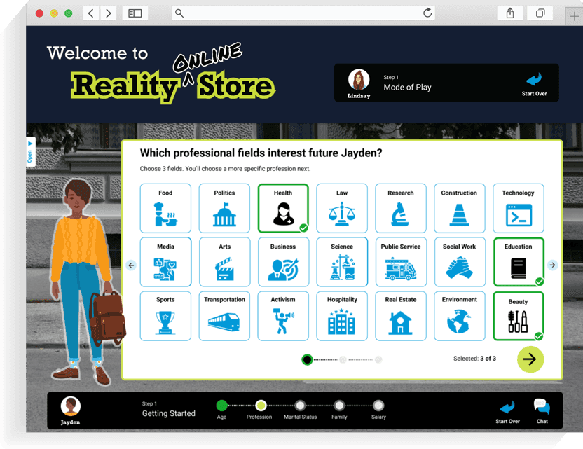Immersive scenario-based simulation for hands-on learning and real-world problem solving.