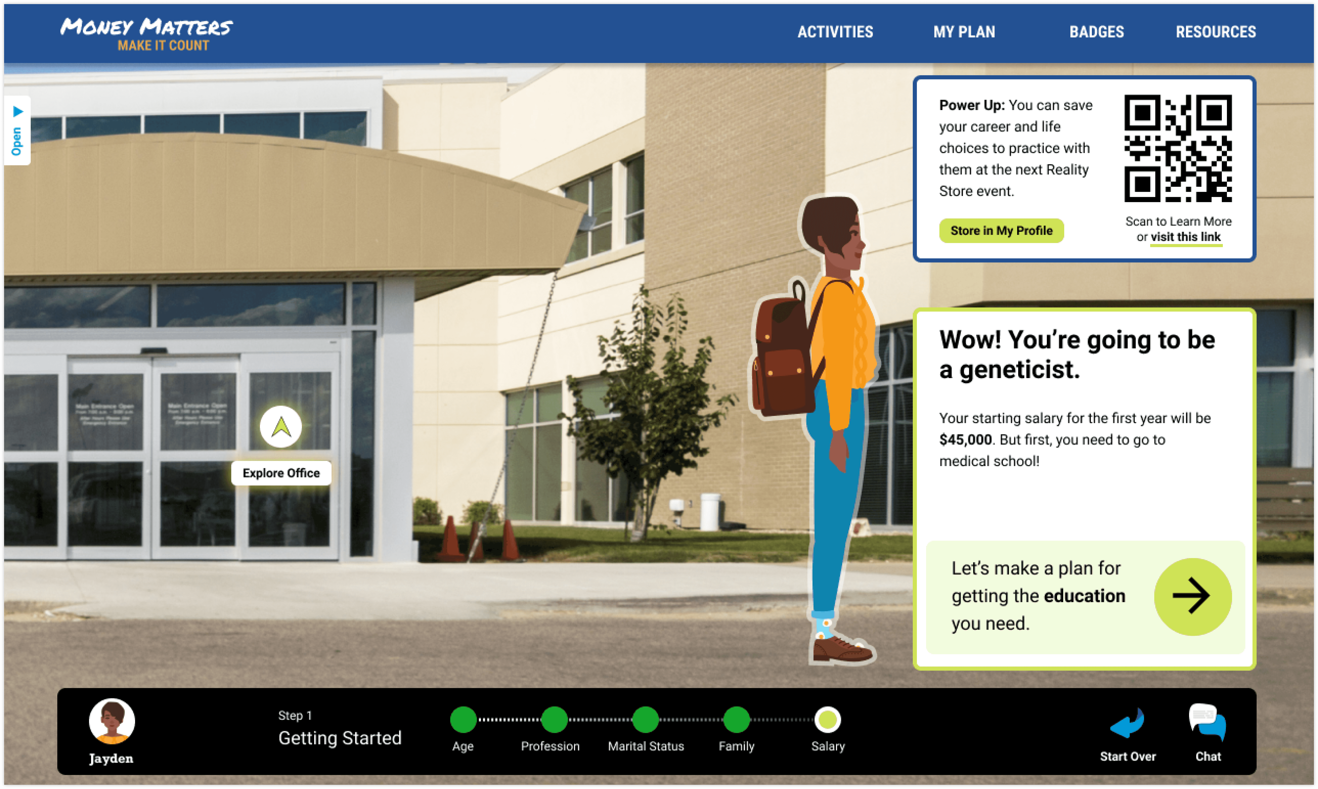 Career exploration game helping students discover career options interactively.