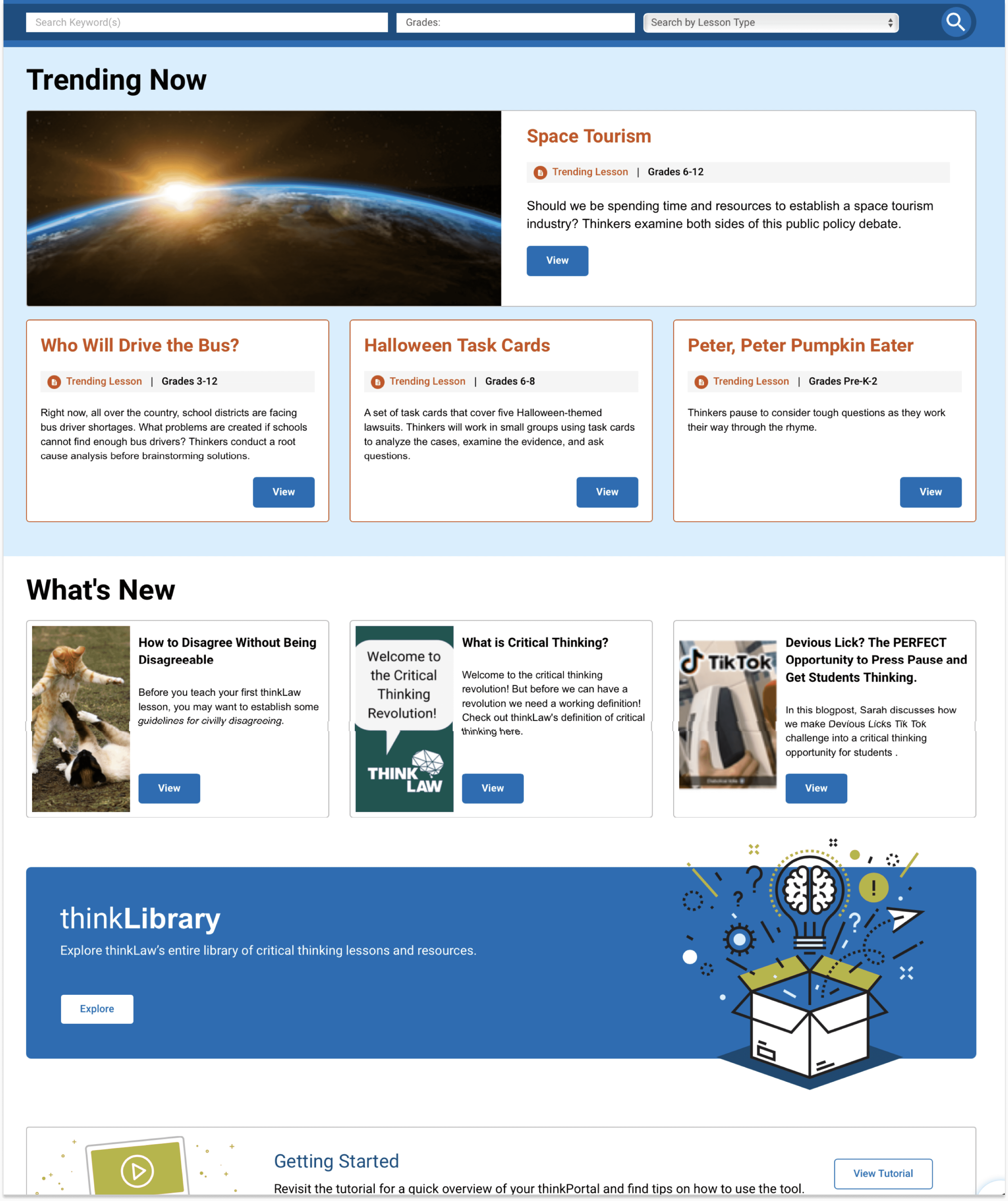 User dashboard for quick access to new content and updates.